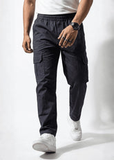 Charcoal Grey Cotton Cargo Trousers