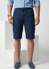 Blue Cotton Cargo Shorts
