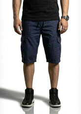 Dark Blue Cotton Cargo Shorts