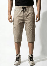Beige Cotton Cargo Shorts