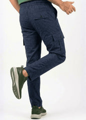 Navy Blue Cotton Cargo Trousers