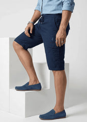 Blue Cotton Cargo Shorts