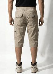 Beige Cotton Cargo Shorts