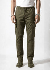 Olive Green Cotton Cargo Trousers