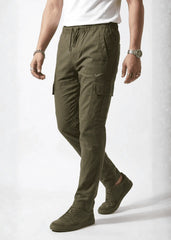 Olive Green Cotton Cargo Trousers