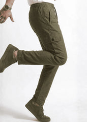 Olive Green Cotton Cargo Trousers