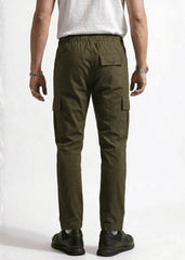 Olive Green Cotton Cargo Trousers