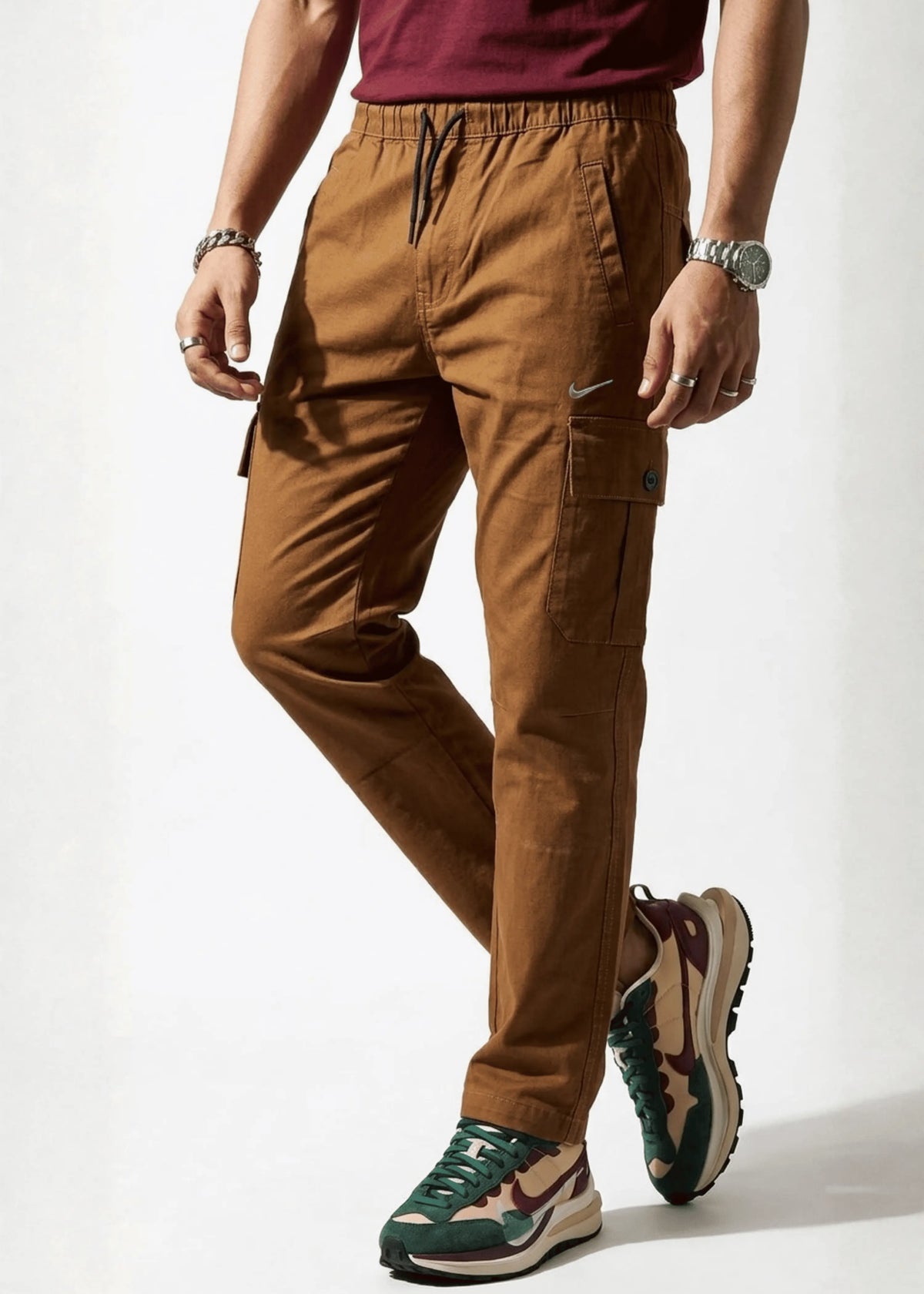 Brown Cotton Cargo Trousers