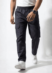 Charcoal Grey Cotton Cargo Trousers