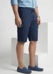 Blue Cotton Cargo Shorts