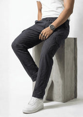 Charcoal Grey Cotton Cargo Trousers