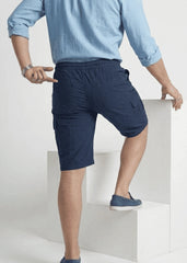 Blue Cotton Cargo Shorts