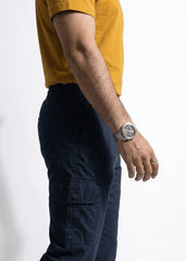 Blue Cotton Cargo Trousers