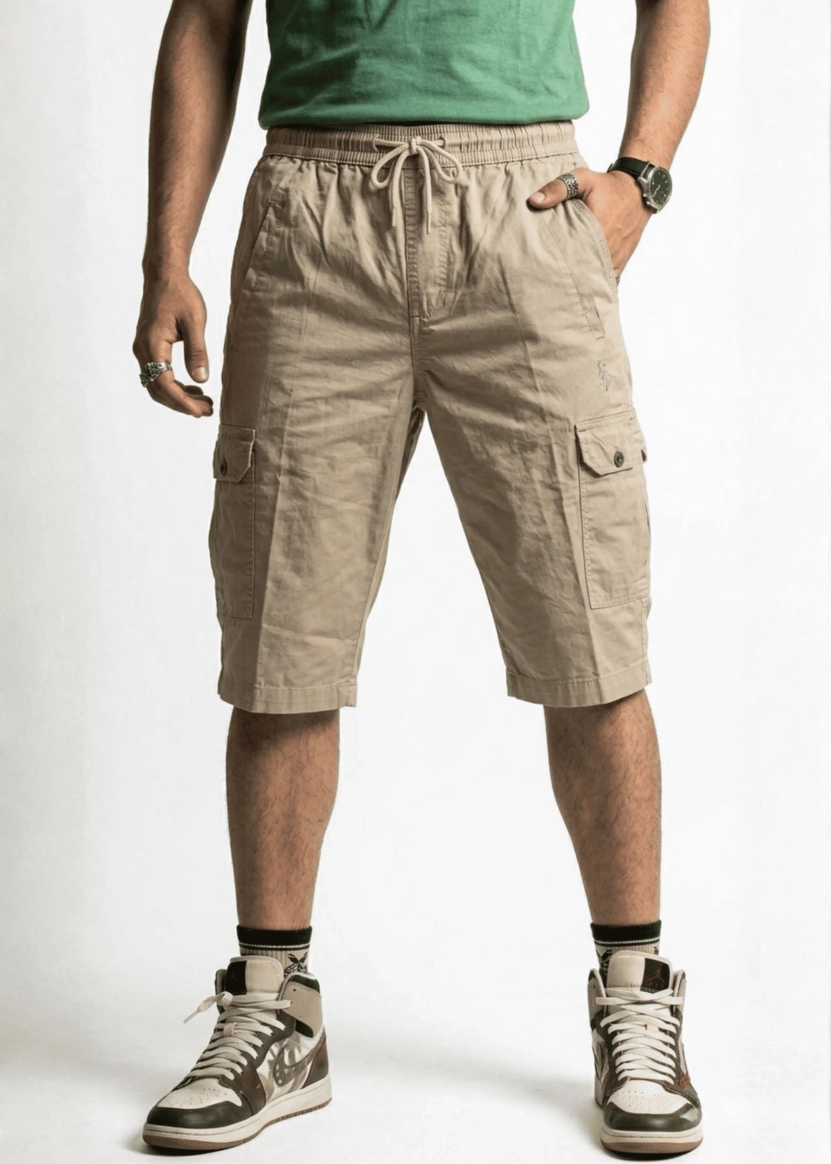 Premium Tan Cotton Cargo Shorts