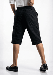 Black Cotton Cargo Shorts