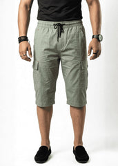 Mint Green Cotton Cargo Shorts