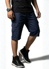 Dark Blue Cotton Cargo Shorts