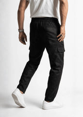 Black Cotton Cargo Trousers