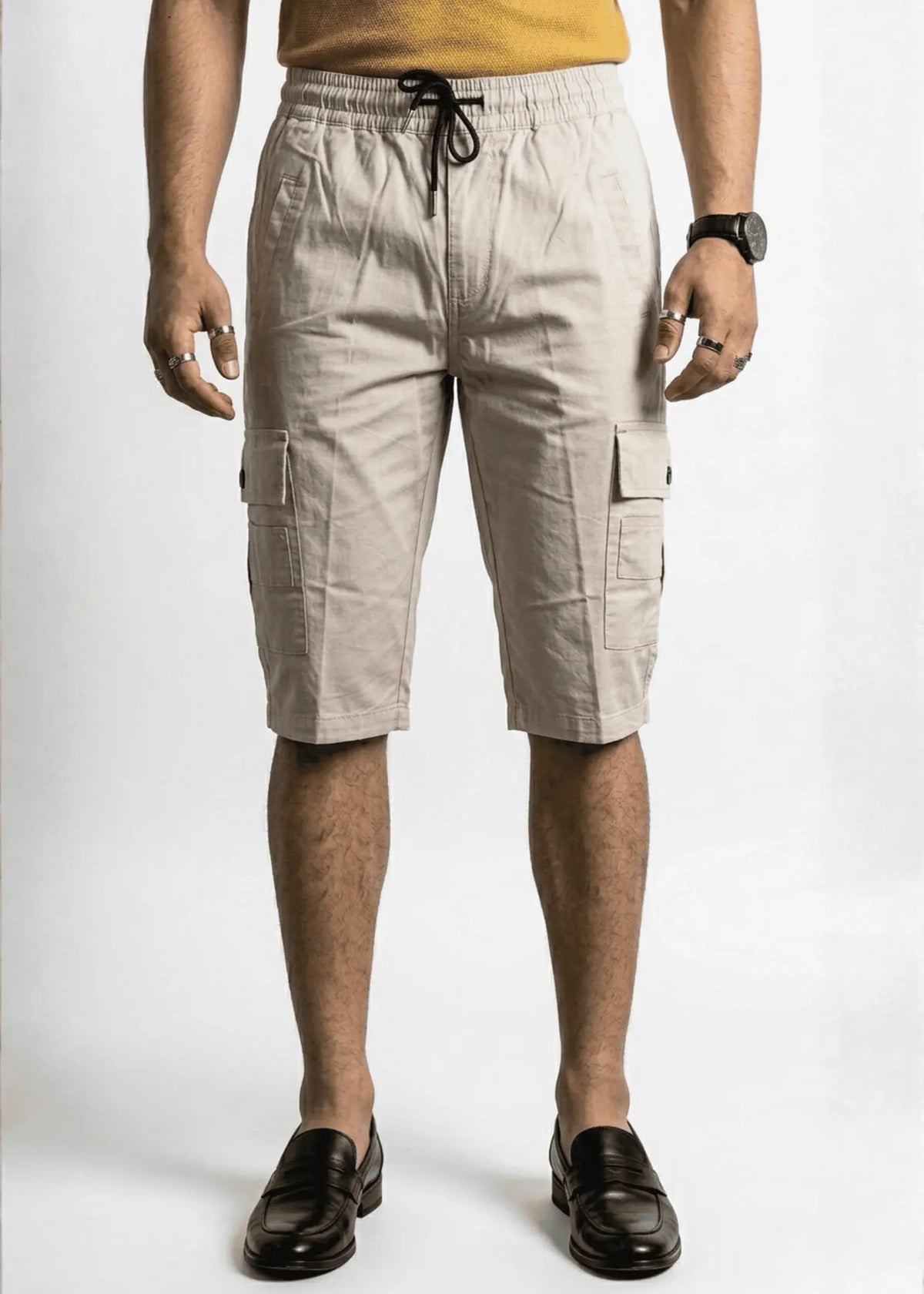 Off-White Cotton Cargo Shorts