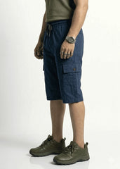 Navy Blue Cotton Cargo Shorts