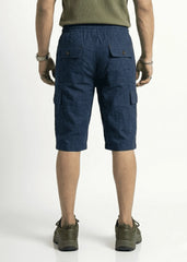Navy Blue Cotton Cargo Shorts