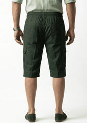 Olive Green Cotton Cargo Shorts