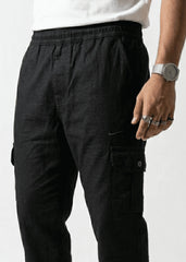 Black Cotton Cargo Trousers