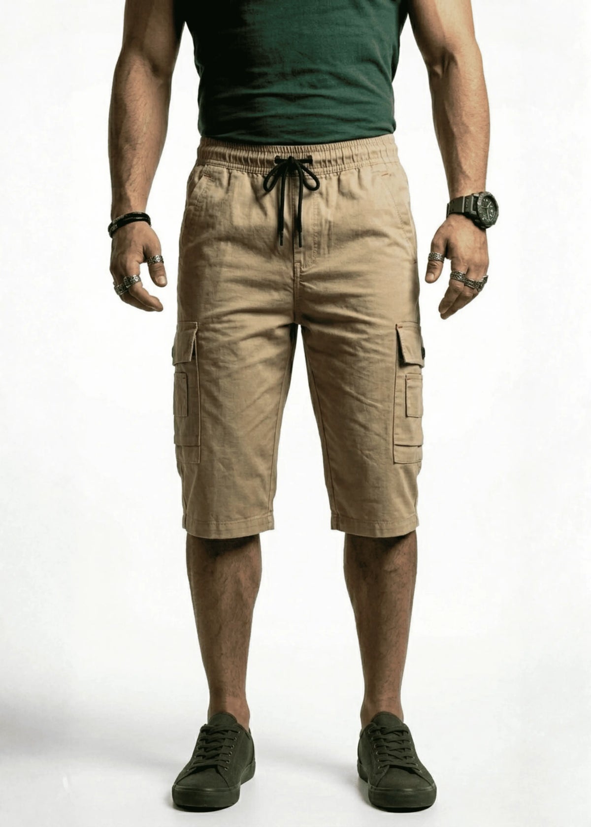 Camel Cotton Cargo Shorts