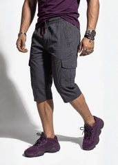 Dark Grey Cotton Cargo Shorts