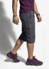 Dark Grey Cotton Cargo Shorts
