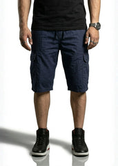 Dark Blue Cotton Cargo Shorts