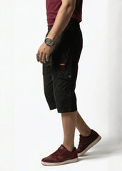 Jet Black Cotton Cargo Shorts