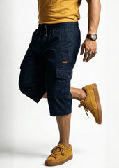 Deep Blue Cotton Cargo Shorts