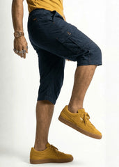 Deep Blue Cotton Cargo Shorts