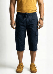 Deep Blue Cotton Cargo Shorts