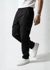 Black Cotton Cargo Trousers