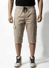 Beige Cotton Cargo Shorts