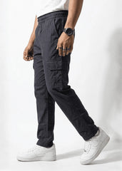Charcoal Grey Cotton Cargo Trousers